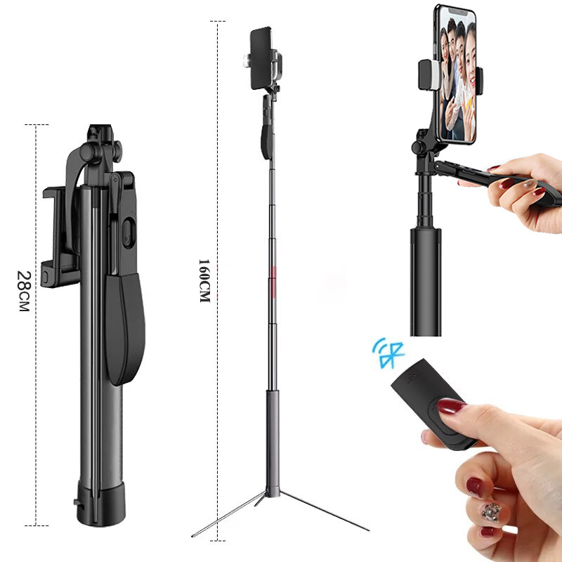 Gậy Chụp Ảnh 1m6 kiêm tay cầm quay video chống rung A21 tích hợp Remote Bluetooth Thế Hệ Mới Hàng Chính Hãng