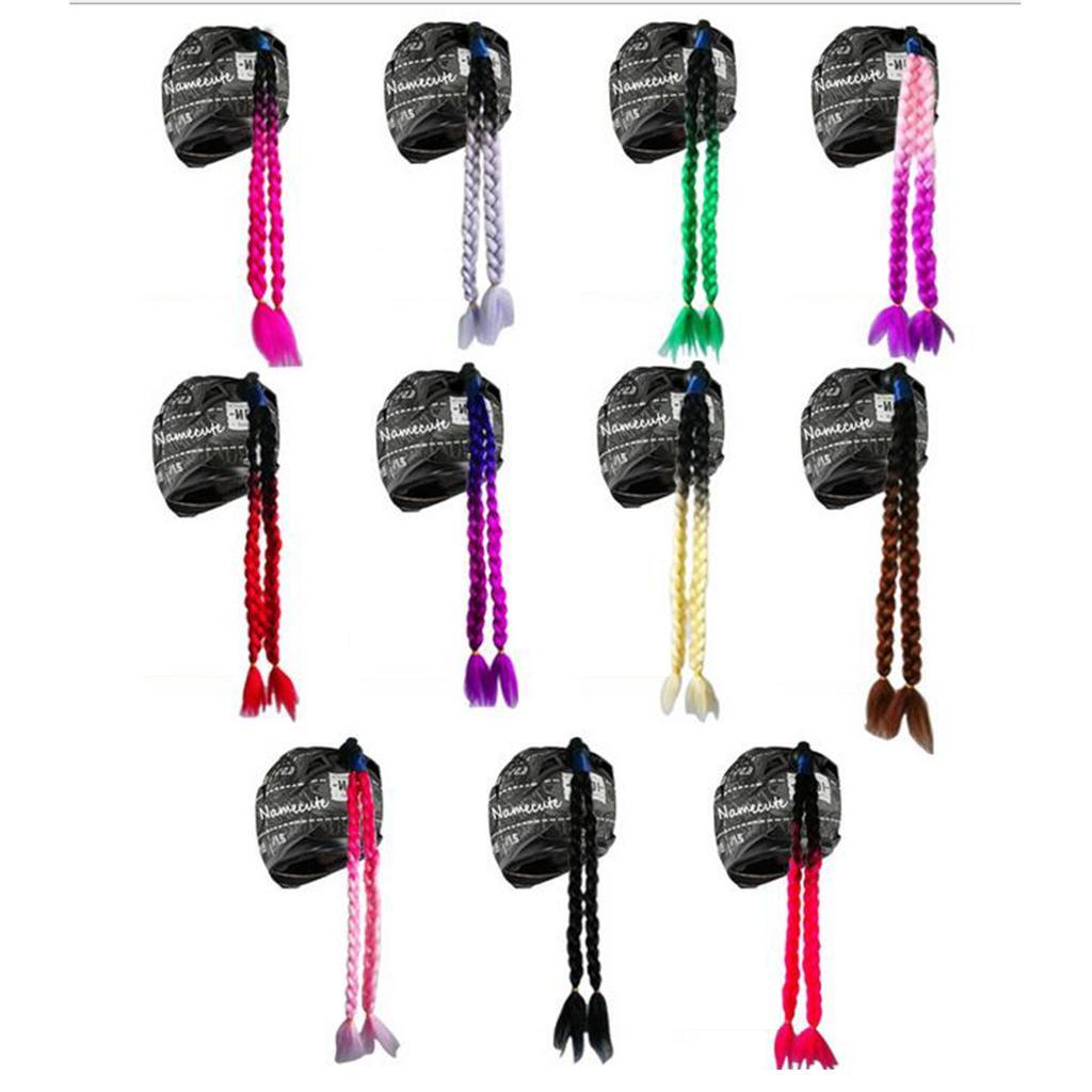 22 Inch 570mm Punk Style Gradient Ramp Hair Helmet Ponytail Motorcycle Motocross PC Helmet Wig