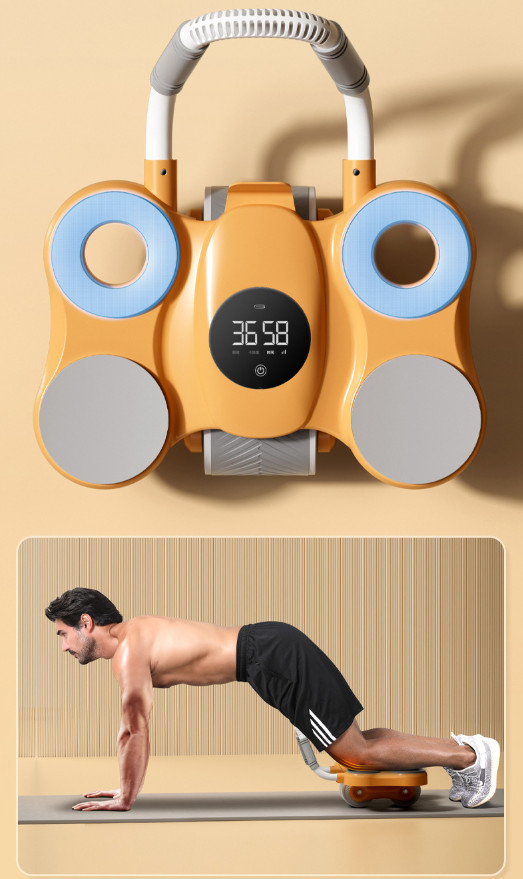 Con lăn tập bụng - Dụng cụ tập gym tại nhà thế hệ mới 2 bánh có chỗ để tay tiện dụng, tặng miếng thảm+ Cáp Sạc