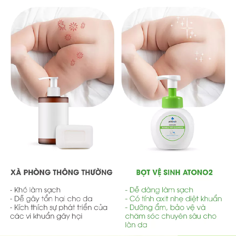 Bọt vệ sinh cho bé Oxygen Bubble Hip Cleanser Atono2 300ml