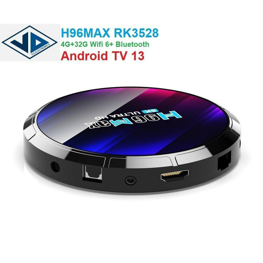 Box H96max - Android 13.0 - Rockchip 3528 - Ram 4G/32G- Bluetooth 5.3 - Tích Hợp Truyền Hình Miễn Phí.