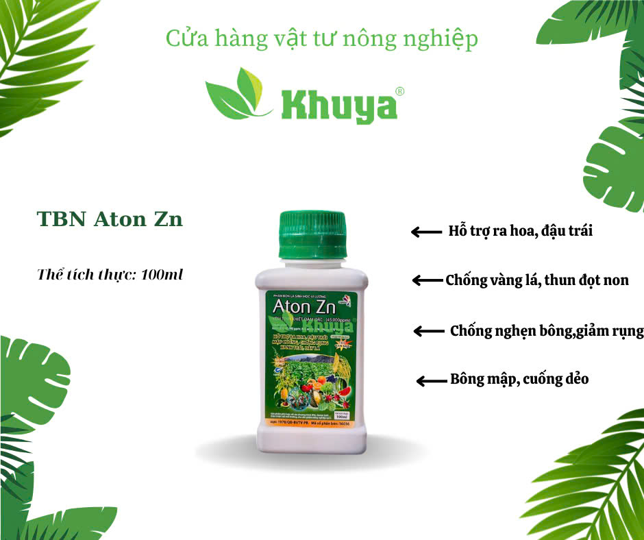 Phân bón lá vi lượng Aton Zn 250ml Ra hoa - Đậu trái - Chống rụng