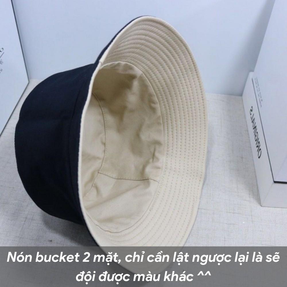 Mũ bucket trơn ️ Nón tai bèo vành tròn trơn 2 mặt Ulzzang form unisex nam nữ - BK02