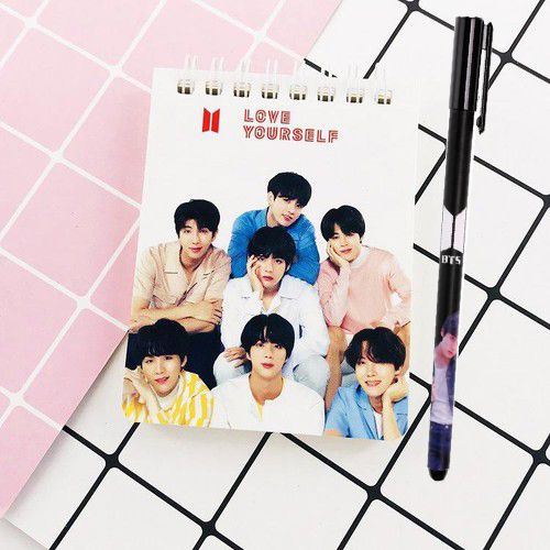 Sổ tay lò xo kẻ dòng BTS idol tặng kèm bút BTS