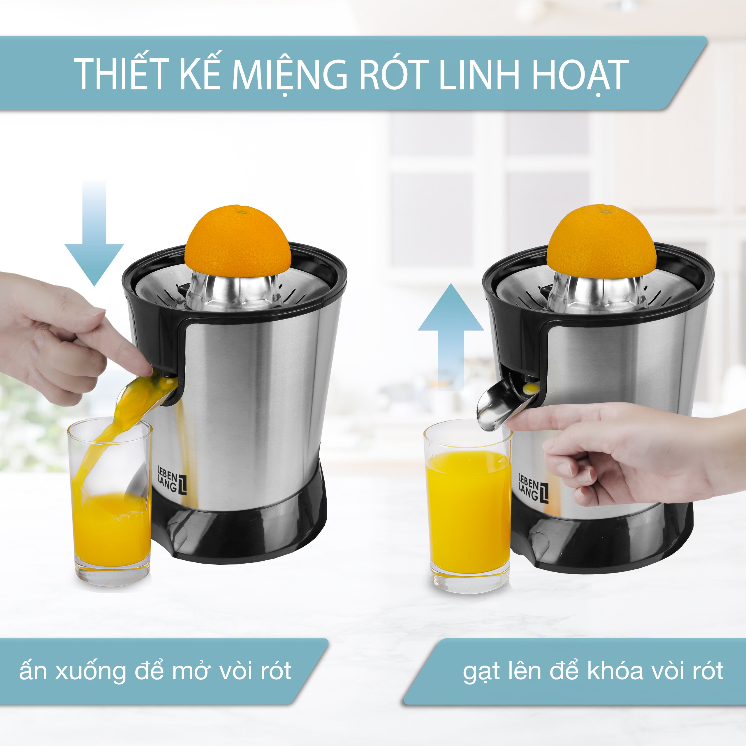 Máy vắt cam Lebenlang model LBC386 300W-400ml - hàng chính hãng