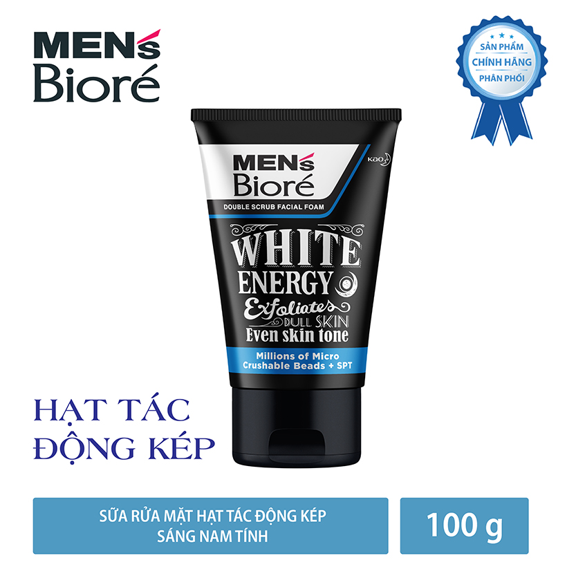 Sữa Rửa Mặt Men Biore Hạt Tác Động Kép Sáng Nam Tính 100g