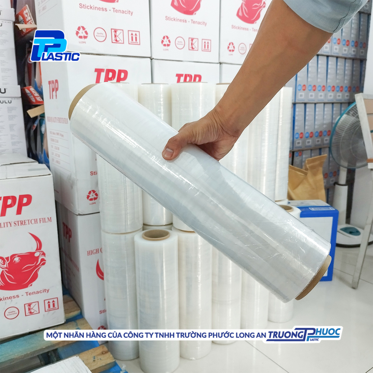 Màng PE Quấn Hàng Pallet TPP, PE Stretch Film, Màng Nhựa Bọc Hàng, Màng Co, Màng Cuốn Hàng,Màng Chít, 2.2kg/cuộn, TRONG SUỐT