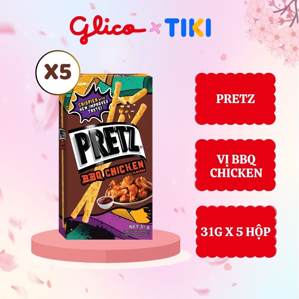 Bánh que nướng giòn vị gà nướng GLICO Pretz BBQ Chicken Flavour (Combo 5 hộp)