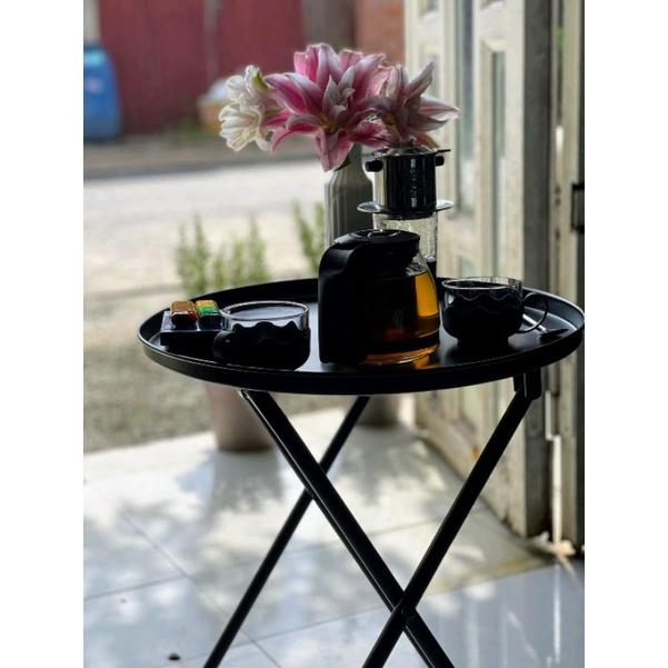 Bàn tròn mâm dính xếp gọn cao 52 cm