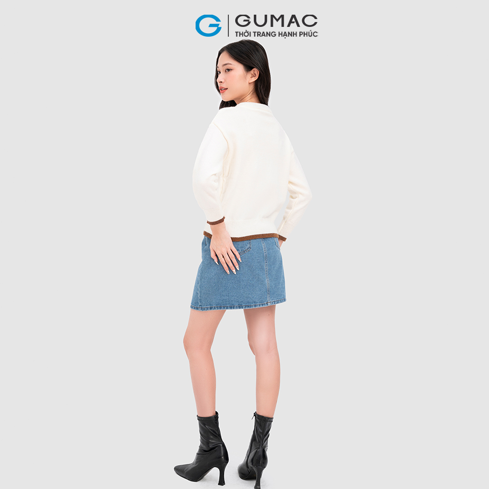 Áo len phối nơ cổ thời trang GUMAC AC11091