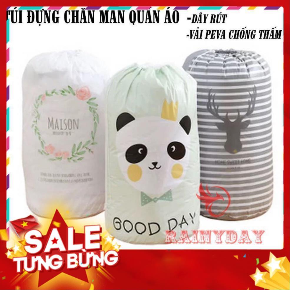 Túi vải đựng đồ chăn màn quần áo ga gối đa năng dây rút tiện lợi cute hình trụ tròn cỡ lớn size siêu to .