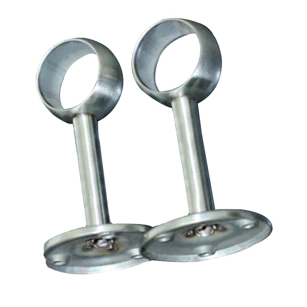 2pcs Stainless Steel Wardrobe Pipe Lever Support Closet Rod Bracket Flange