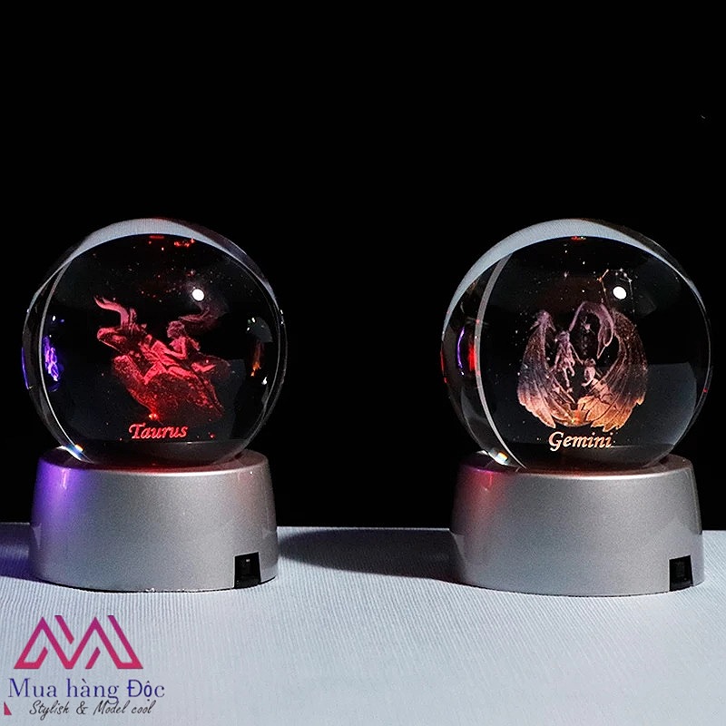 Quà Tặng Sinh Nhật  Quả Cầu Pha Lê Virgo Crystal Ball 3D Laser Cung Xử Nữ