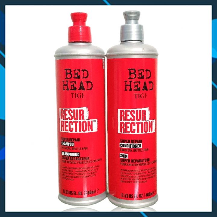 BỘ DẦU GỘI XẢ TIGI BEDHEAD RESURRECTION SUPER REPAIR SIÊU PHỤC HỒI TÓC 400ML*2 MÀU ĐỎ NEW