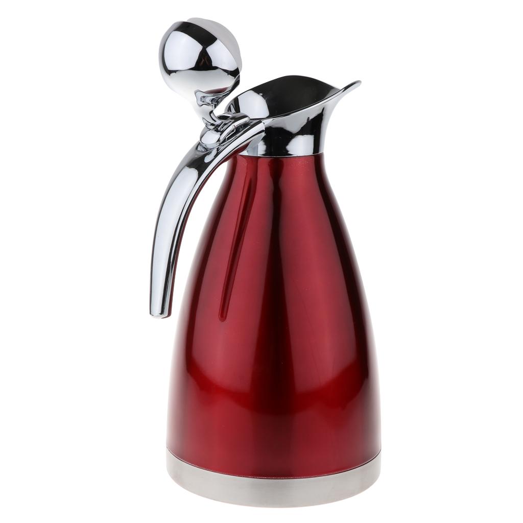 2xRed 1.5L Stainless Vacuum Insulated Coffee Carafe Pour Over Coffee Kettle