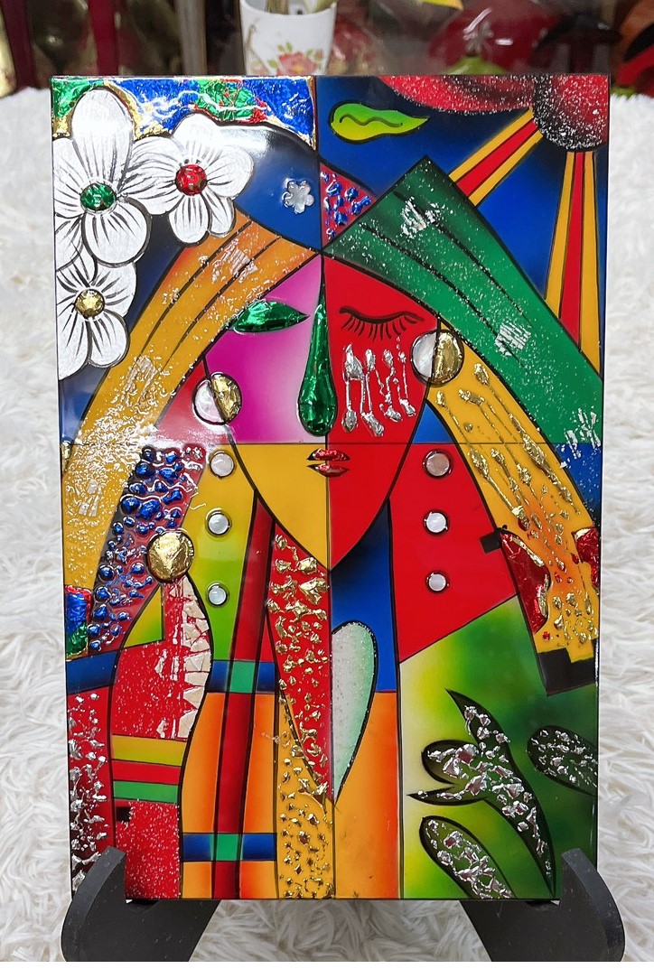 Tranh Sơn Mài - Họa Tiết PICASSO - Nghệ thuật trừu tượng - Size: 15x20 cm | 20x30 cm | 40x60 cm