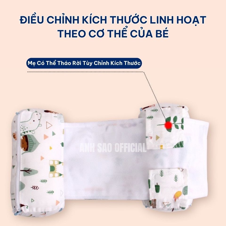 Gối Định Hình Đầu Cho Bé Sơ Sinh Cao Cấp Ánh Sao Chắc Chắn Có Khoá Dán Hỗ Trợ Đầu Cổ Thoáng Khí