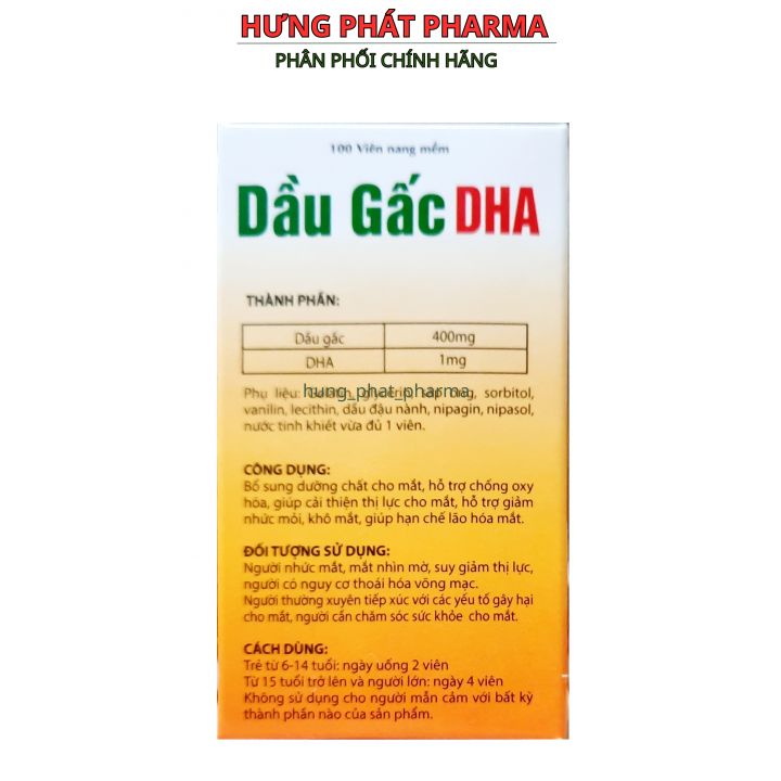 Viên dầu gấc DHA 400 chiết xuất từ tinh dầu gấc giúp sáng mắt đẹp da – Lọ 100 viên