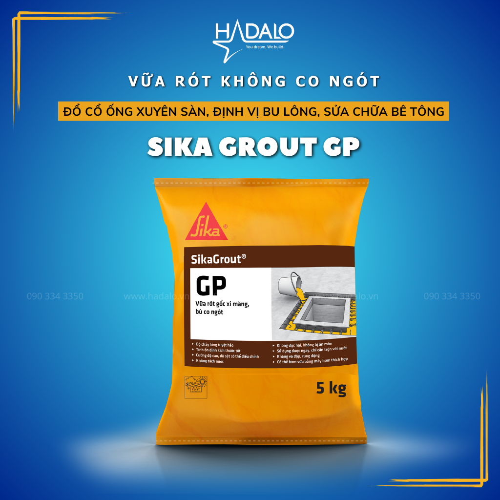 Vữa Rót SikaGrout GP Gốc Xi Măng, Bù Co Ngót, Bơm Được - 5kg