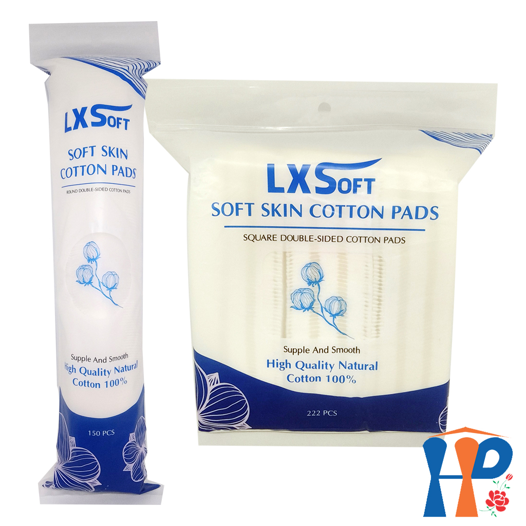 Bông tẩy trang đa năng LXSoft Soft Skin Cotton Pads (vuông 222pcs, tròn 150pcs) Hani Peni