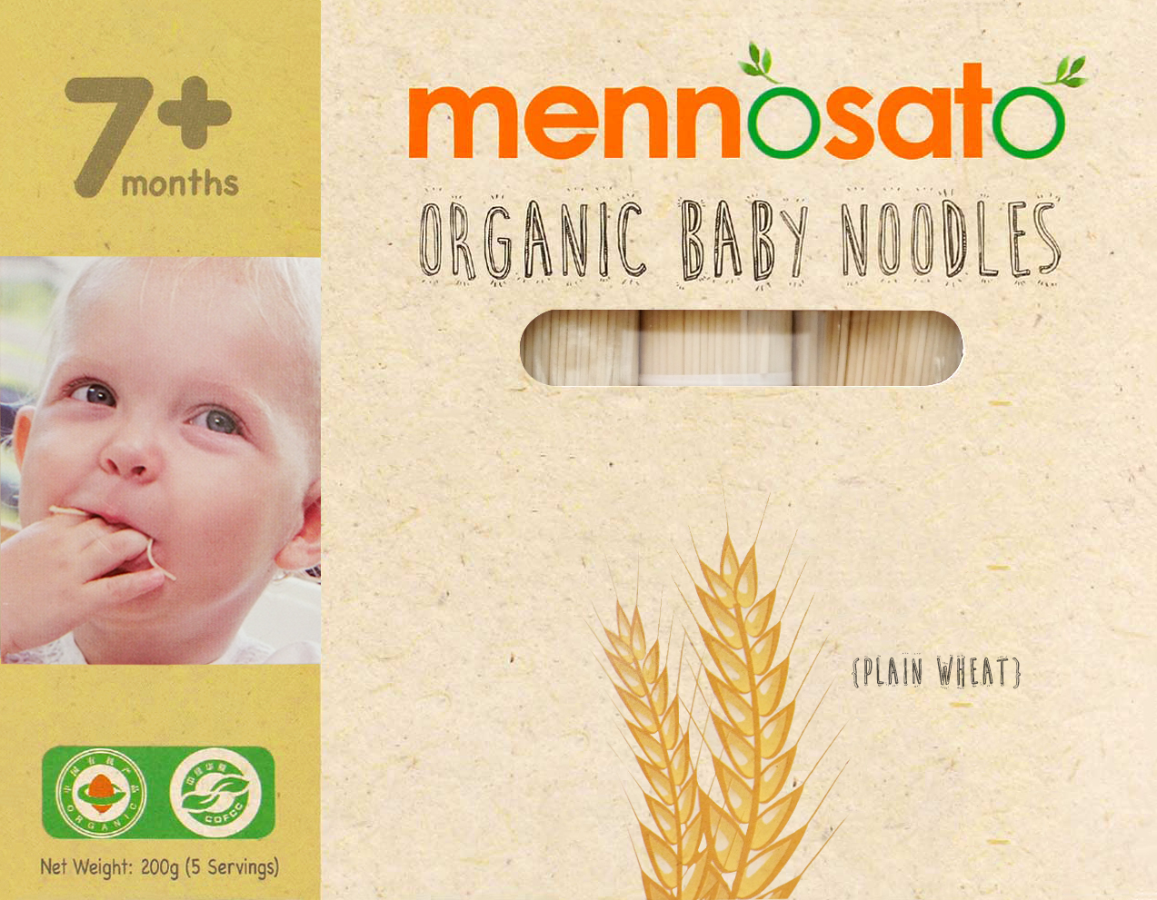 Mì ăn dặm hữu cơ cho bé vị lúa mì Plain Wheat 200g Men No Sato