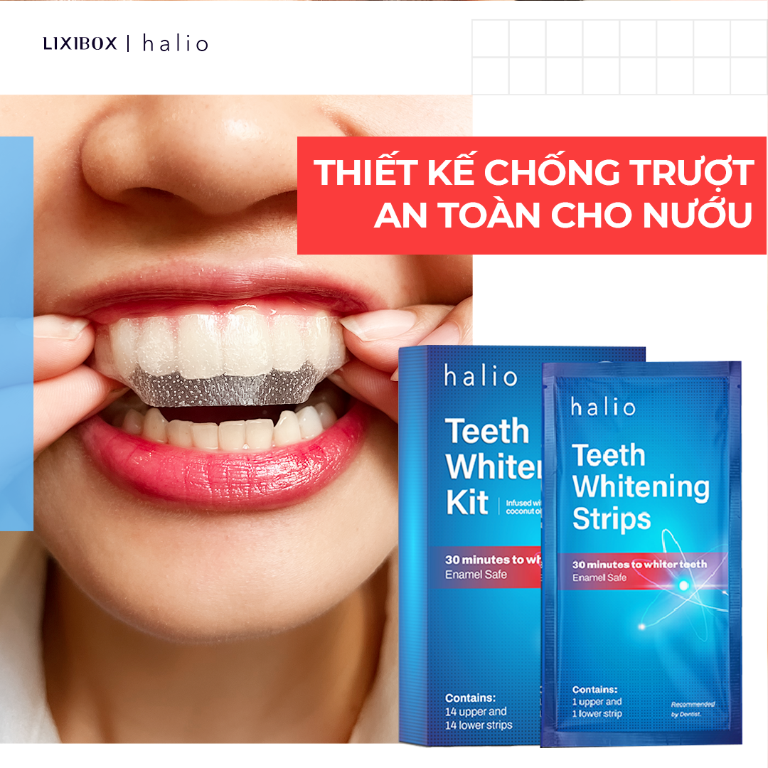 Set 7 Miếng Dán Trắng Răng Halio Teeth Whitening Strip Giảm Ê Buốt - Liệu Trình 7 Ngày