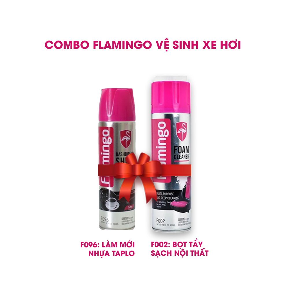 Combo 2 Chai Xịt Tẩy Vệ Sinh &amp; Dưỡng Bóng Nội Thất Ô Tô Flamingo F002 và F096 vệ sinh ghế da và làm sạch Sofa