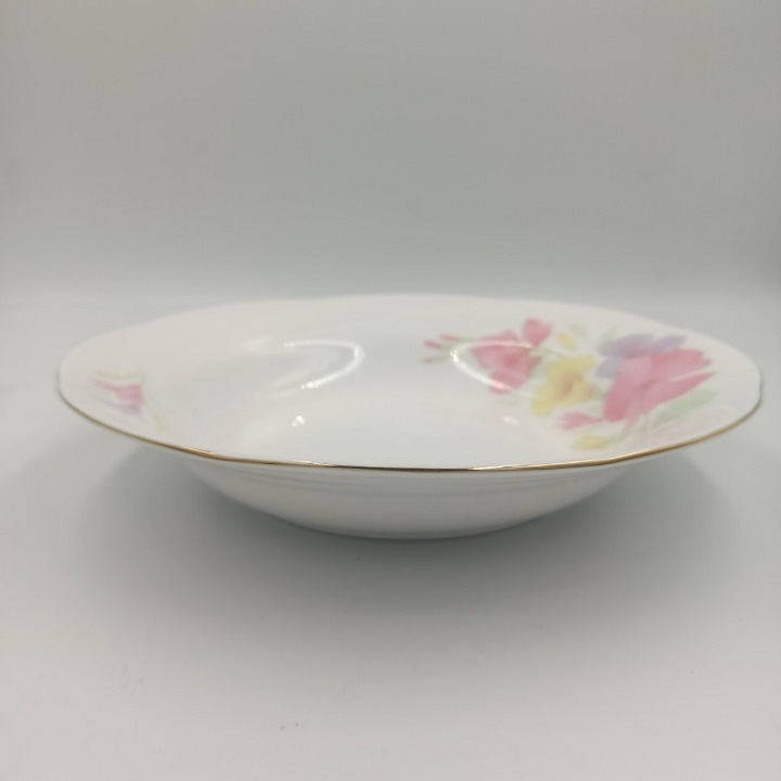Đĩa Sứ Hoa viền vàng CK Đường Kính 20.5 cm Hàng Nhập Khẩu Cao Cấp