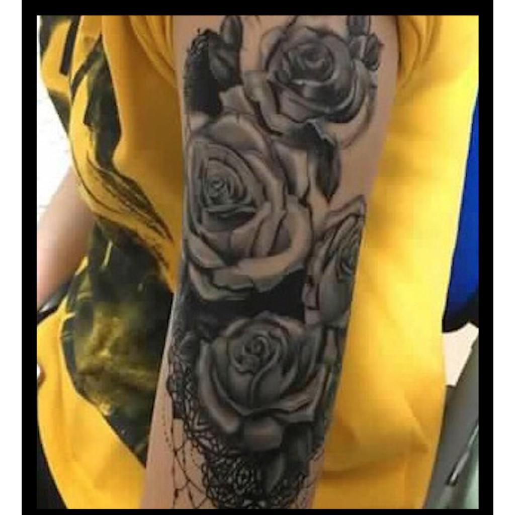 Hình xăm dán hoa hồng đón nắng xuân 15x21cm+ quà tặng kèm