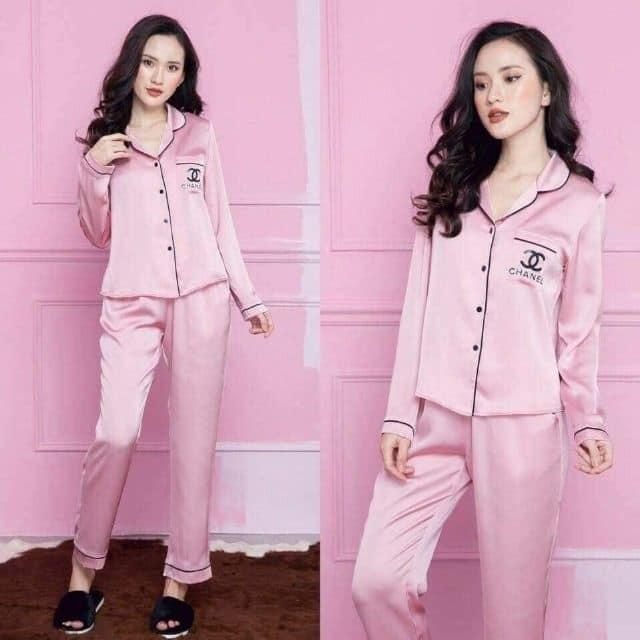 Bộ pijama phi lụa loại 1 cao cấp quần dài tay dài