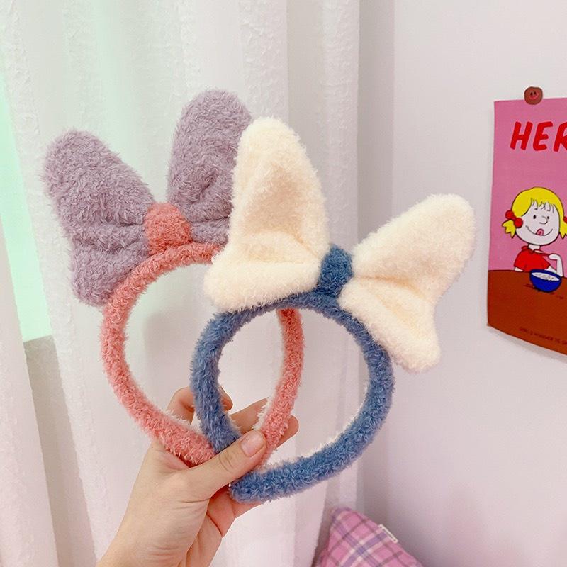 CC85 Cài tóc nữ băng đô vải lông cừu chất nhung mịn hình nơ MICKEY