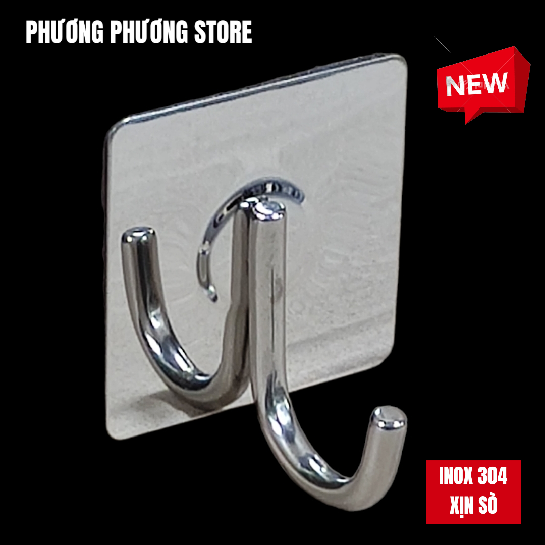 Combo Móc Dán Tường Inox 304 Hình U Vuông Không cần Dục Lỗ Cao Cấp Chống Gỉ Sét Siêu Bền Siêu Chịu Lực - Móc Treo Đồ Gia Đình Tiện Dụng