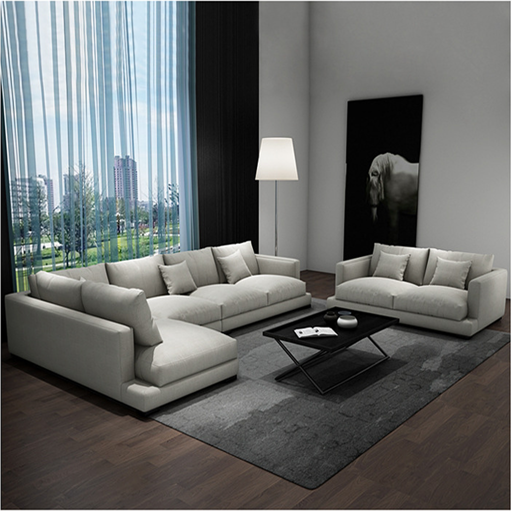 Ghế Sofa Góc L Cao Cấp Cho Phòng Khách, Cấu Tạo Khung Gỗ Sồi Chắc Chắn Bọc Vải Bố Nệm Mút Êm Ái Mã HG-10