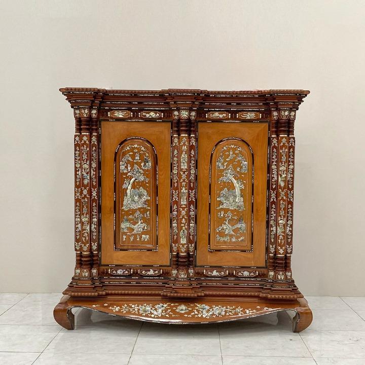 Tủ Thờ Gò Công 9 Trụ, tủ thờ gỗ trạm cẩn hàng cao cấp