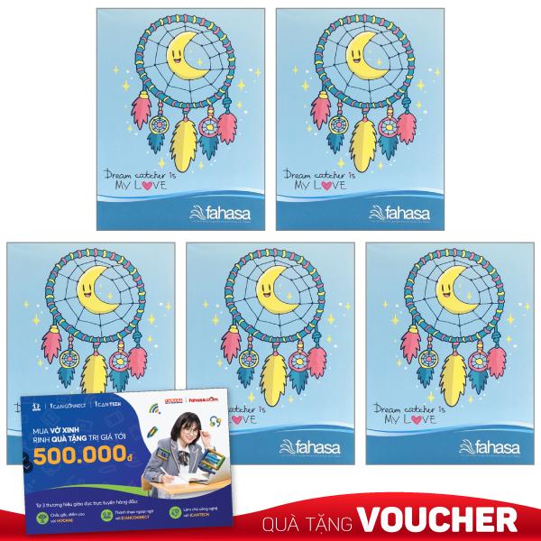 Combo 5 Tập Học Sinh Kẻ Ngang 200 Trang 80gsm Dream Catcher - Fahasa (Mẫu Màu Giao Ngẫu Nhiên)