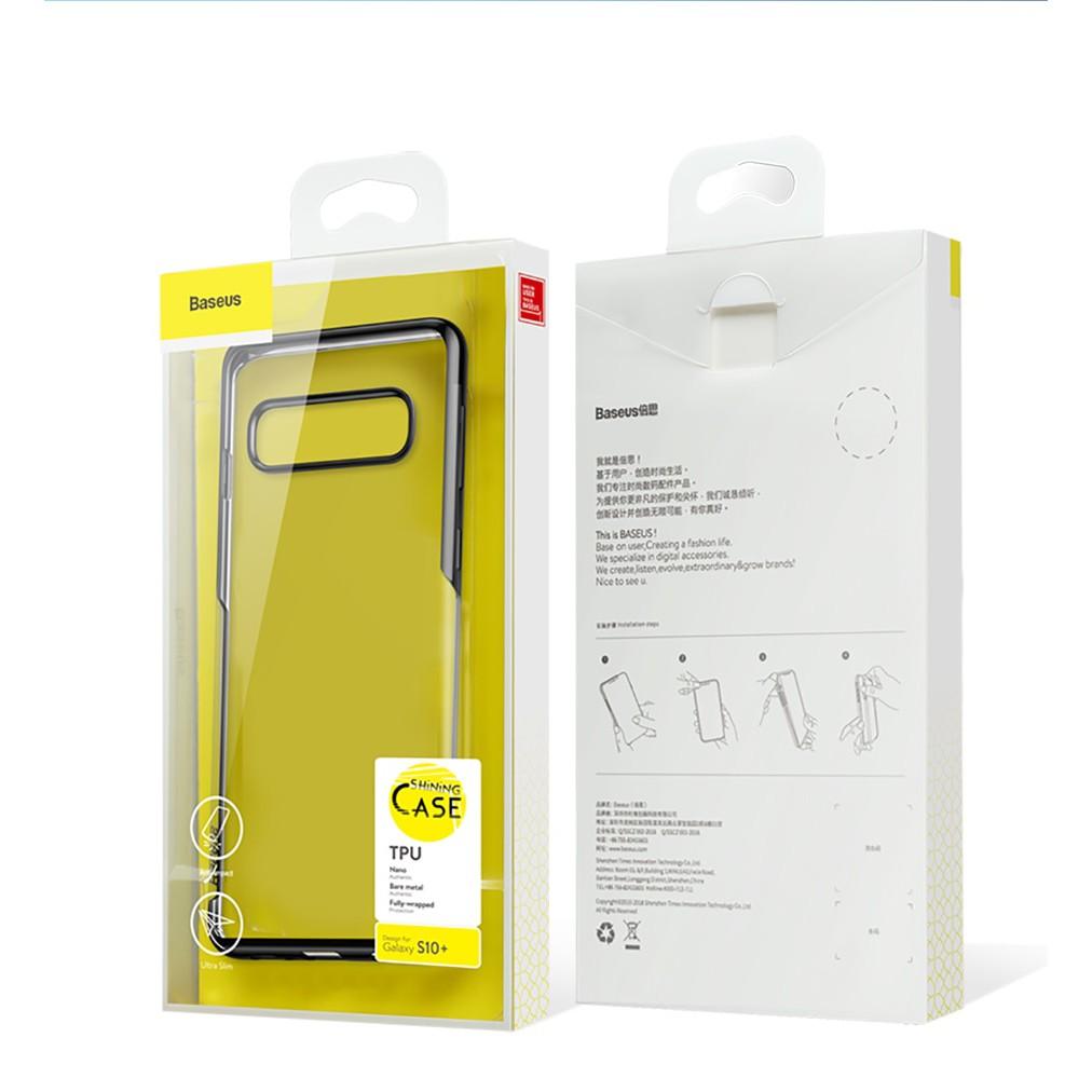 Ốp lưng cho Samsung Galaxy S10 & S10 Plus dẻo trong suốt viền màu hàng chính hãng Baseus