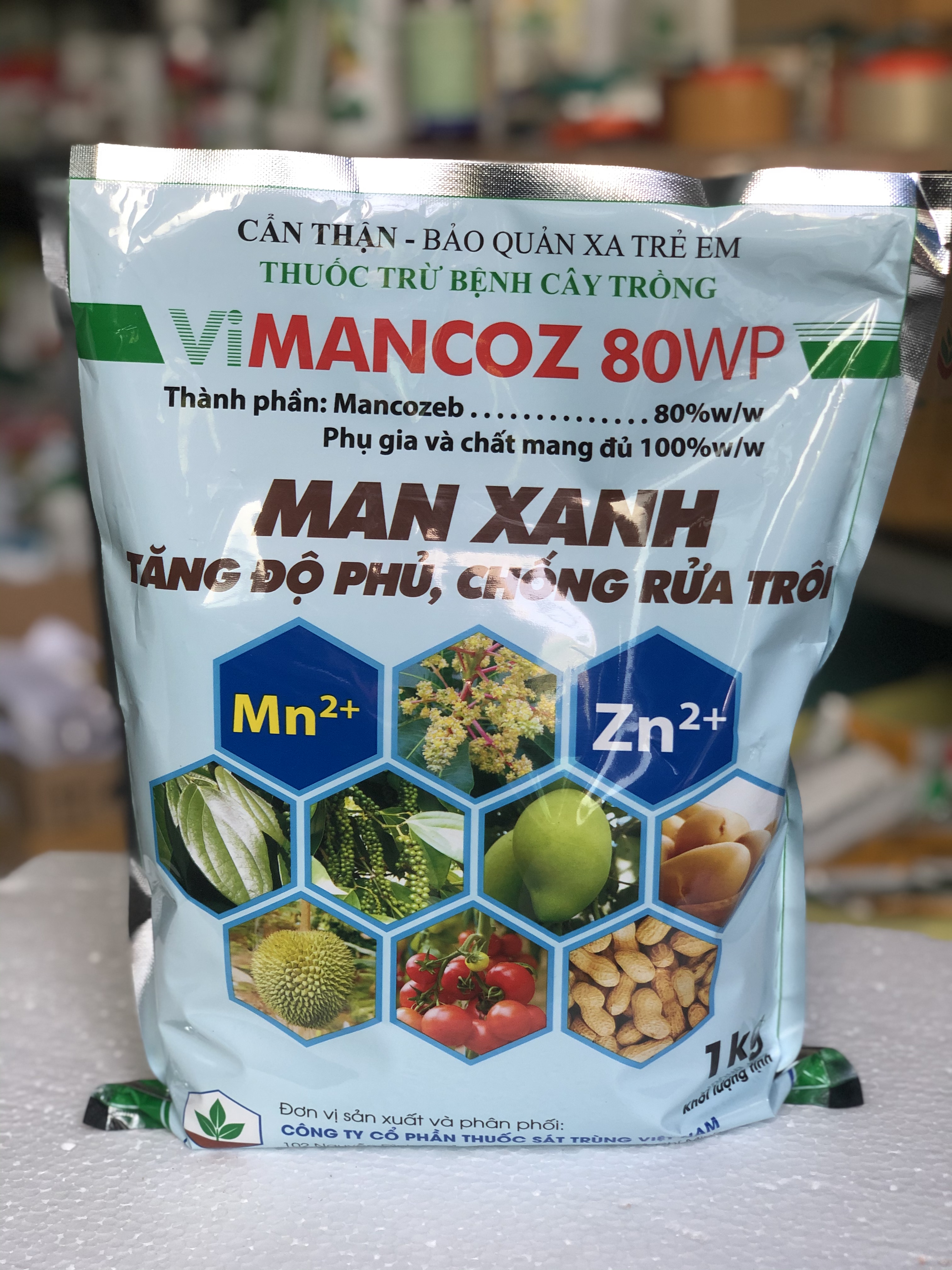 THUỐC TRỪ BỆNH PHỔ RỘNG VIMANCOZ, TĂNG ĐỘ PHỦ TRÁNH RỬA TRÔI, PHÒNG VÀ TRỊ NHIỀU LOẠI BỆNH DO NẤM HẠI GÂY RA TRÊN NHIỀU LOẠI CÂY TRỒNG HOA KIỂNG, CÂY ĂN TRÁI, RAU MÀU