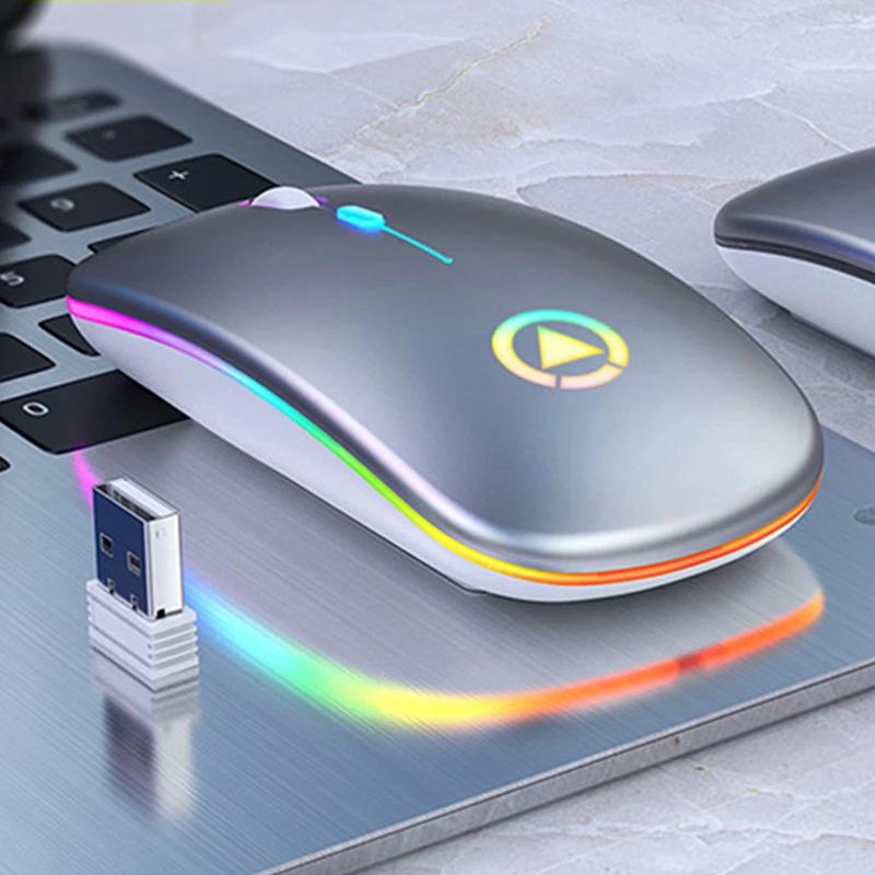 Chuột Không Dây Bluetooth Cho Máy Tính Hai Chế Độ Sạc Silent Chuột Ergonomic 2.4Ghz Chuột Chơi Game Cho Laptop