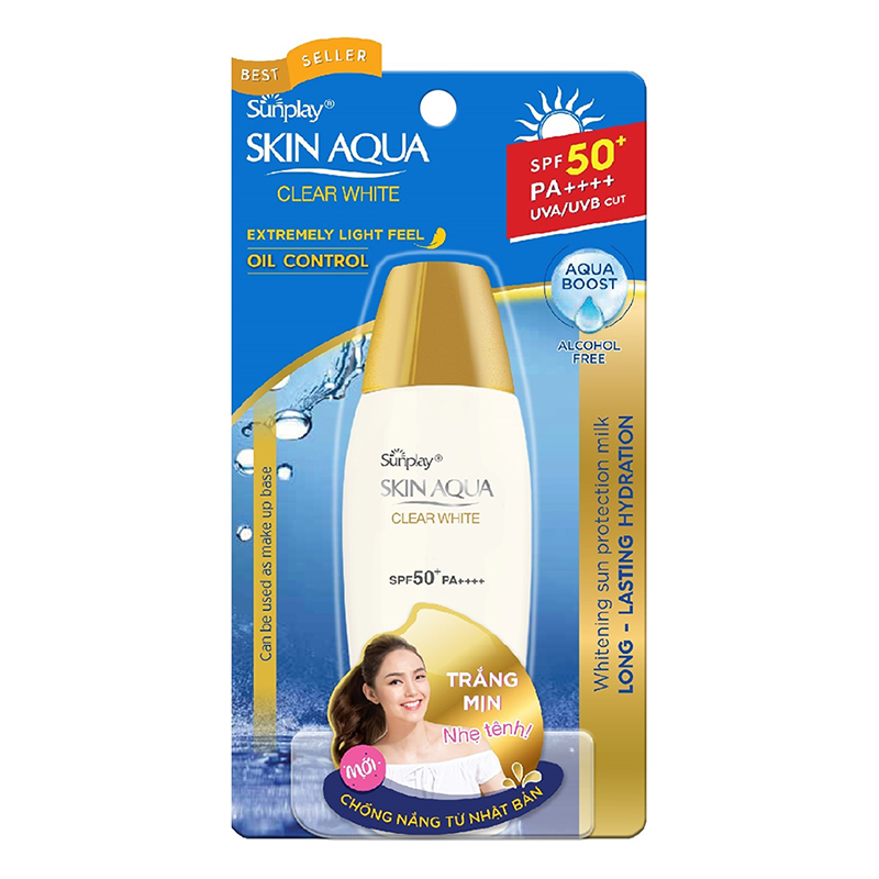 Sữa Chống Nắng Hằng Ngày Dưỡng Trắng Sunplay Skin Aqua Clear White SPF 50+ PA++++ (55g) + Tặng Sữa Chống Nắng Hằng Ngày Sunplay Skin Aqua