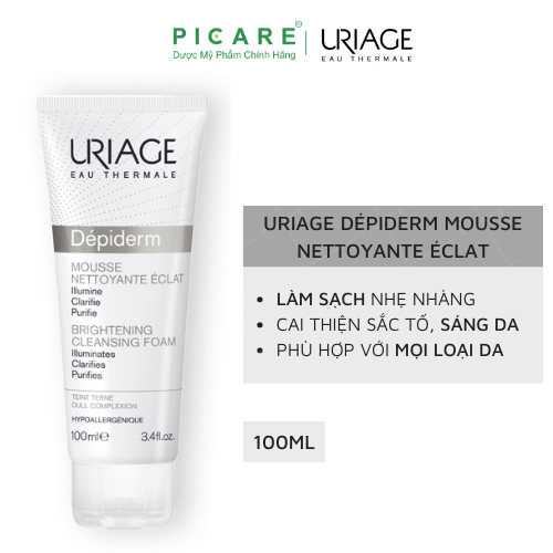 Sữa Rửa Mặt Tạo Bọt Dưỡng Sáng Da Uriage Depiderm White Mousse Nettoyante Eclaircissant