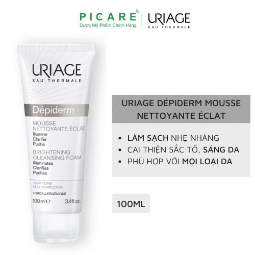 Sữa Rửa Mặt Tạo Bọt Dưỡng Sáng Da Uriage Depiderm White Mousse Nettoyante Eclaircissant (100ml)