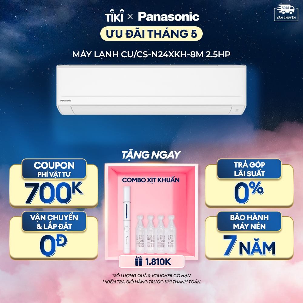 Máy lạnh/ Điều hòa Panasonic CU/CS-N24XKH-8M - Công suất 2.5HP - Một chiều - Lọc không khí bụi mịn - Hàng chính hãng