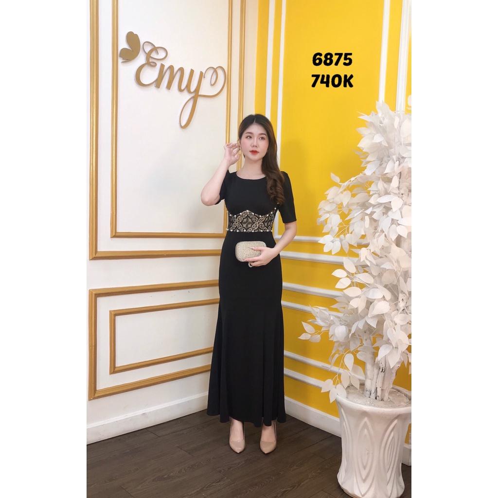 Đầm EMY EM6875 Đuôi Cá Dài Phối Ren