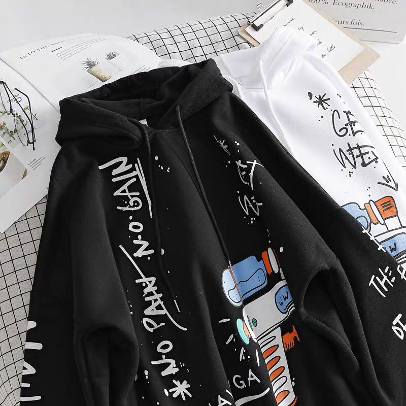 Hình ảnh ÁO HOODIE NÓN NAM NỮ MÀU ĐEN VẢI NỈ POLY IN SÚNG NƯỚC Unisex hoodie,Áo Khoác Nỉ Hoodie In Datlity, Áo Khoác Nỉ Hoodie Unisex Nam Nữ Cao Cấp