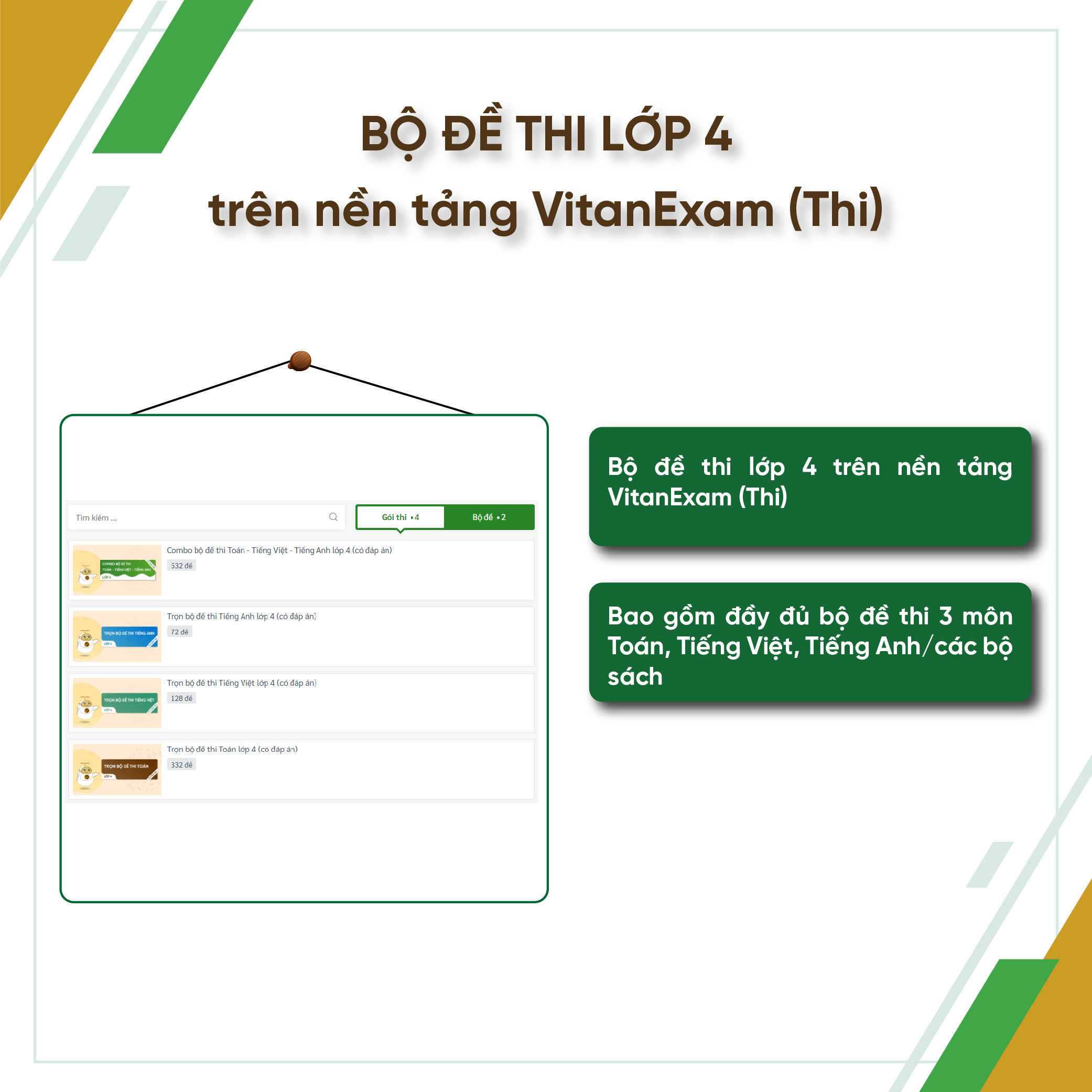 Bộ công cụ Học - Thi - Hướng nghiệp lớp 4, VitanEdu