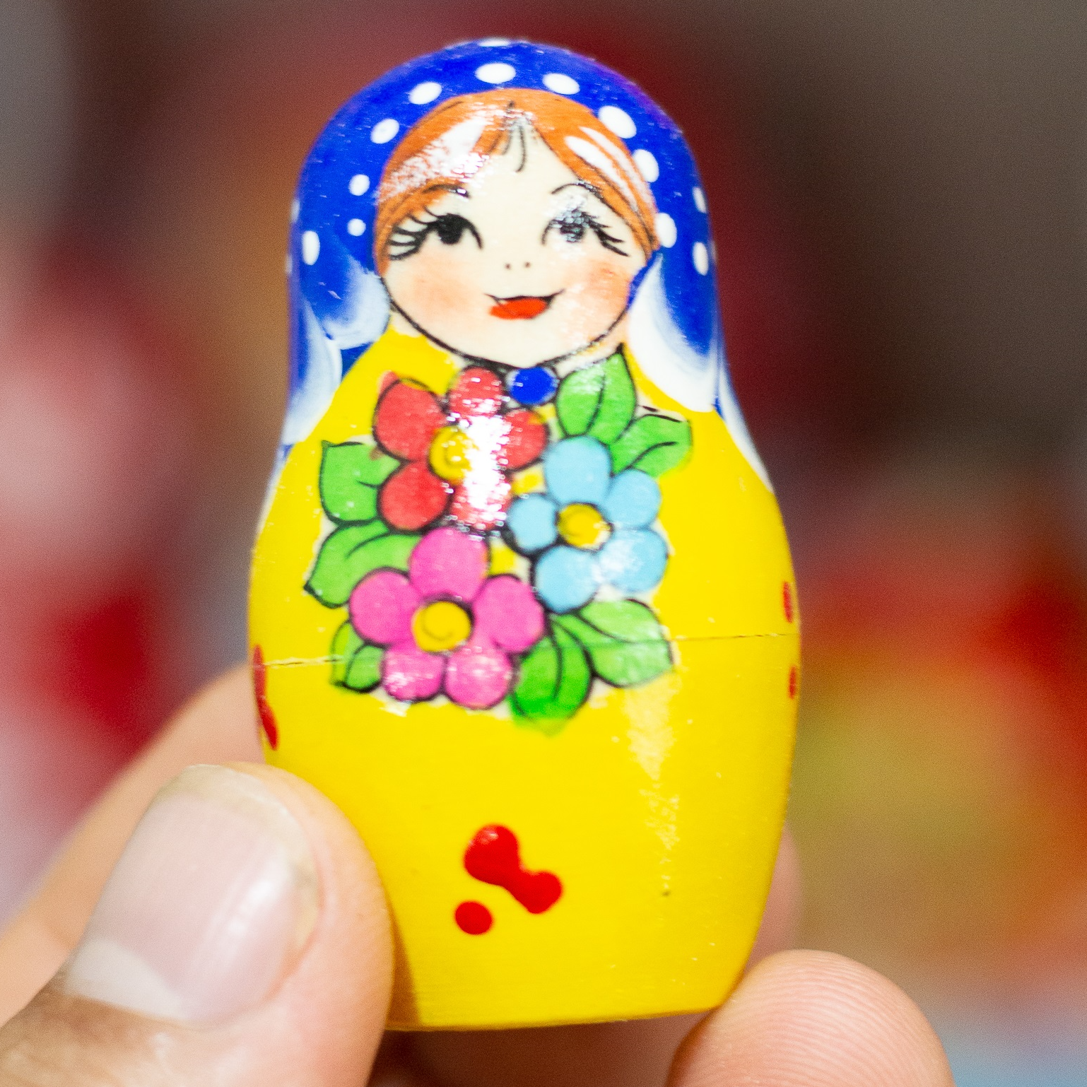 BỘ BÚP BÊ NGA MATRYOSHKA 5 LỚP CAO 12CM VẼ HOA VĂN &quot;BÉ MISA ÔM MÈO&quot; RẤT DỄ THƯƠNG