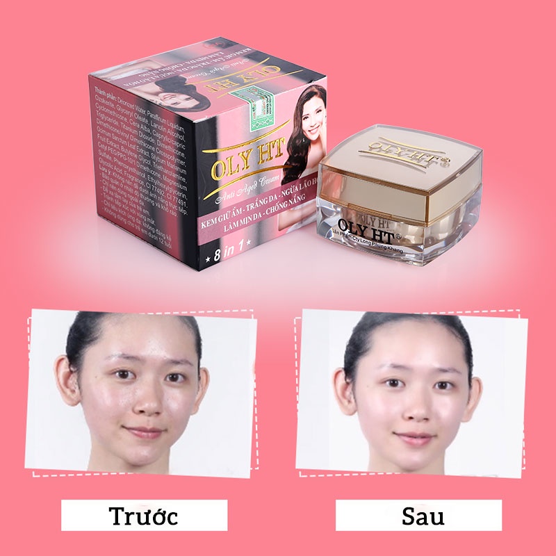 Kem Dưỡng Trắng Da - Giữ Ẩm - Ngừa Lão Hóa - Làm Mịn Da &amp; Chống Nắng 8 IN 1 OLY HT Chính Hãng 25g LPK