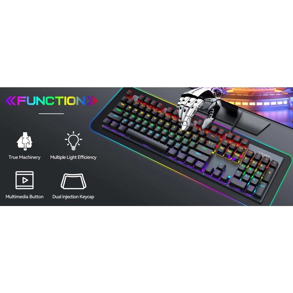 KEYBOARD T-Wolf T18 Phím cơ (Phím cơ, 87 key, Blue Switch, 12 chế độ Led) - BẢO HÀNH 12 THÁNG