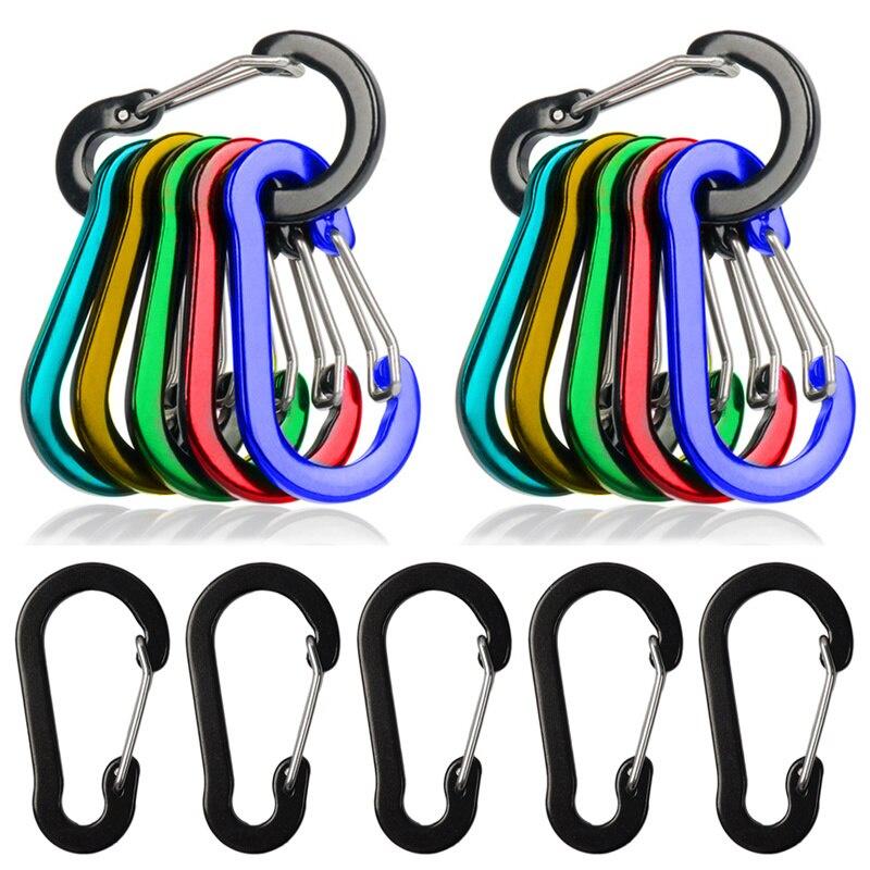 10pcs Multicolor Carabiner Keychain Alluminum Alloy D-ring Buckle Spring Carabiner Snap Hook Clip Keychains Outdoor Camping Tool