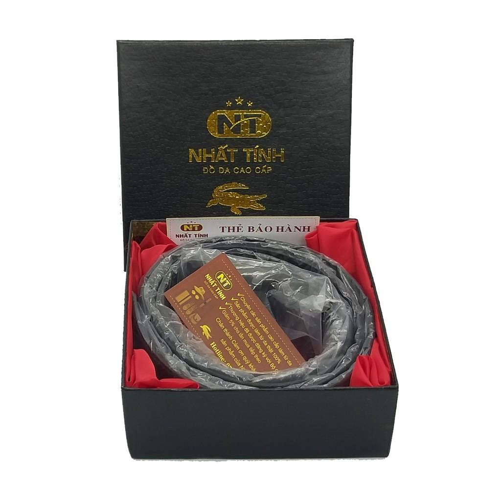 Thắt lưng nam da bò nguyên tấm 100% cao cấp, Dây da chính hãng Nhất Tính Leather NT114 bh 05 năm về da (Dây nịt da